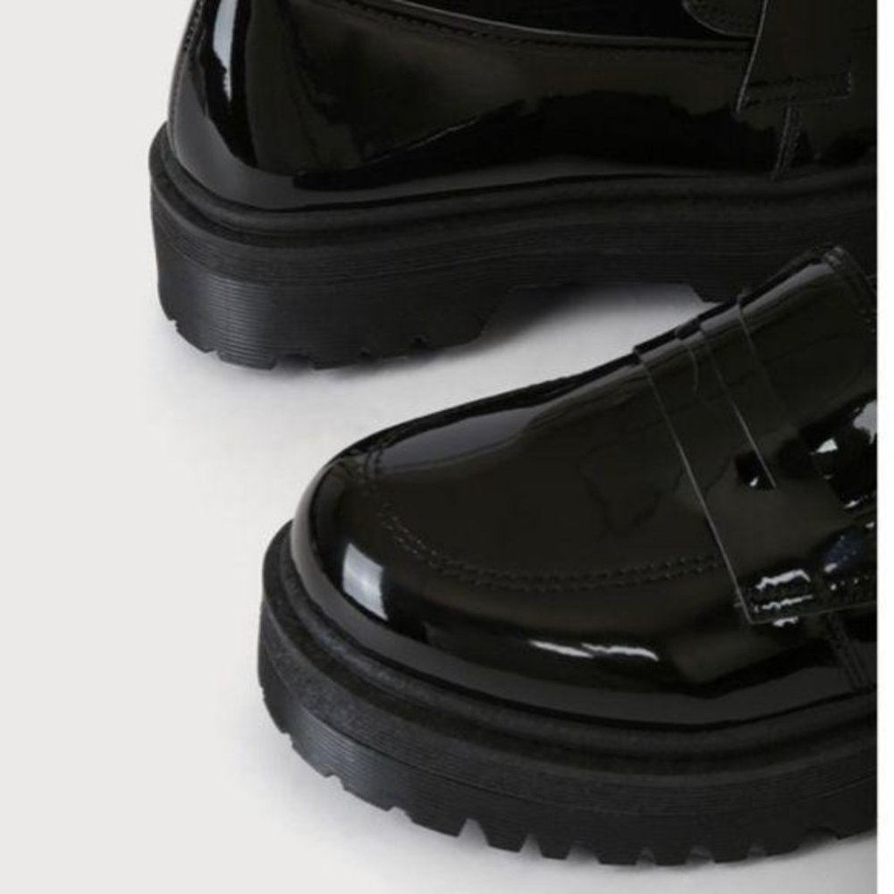 Black Patent Leather Chunky Sole Loafers - Picture 10 of 12